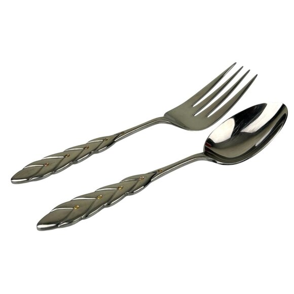 Pier 1 Imports Stainless Steel 18/8 Korea Serving Spoon & Fork Large - Picture 1 of 14